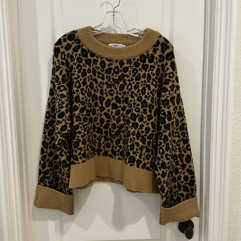 Zara Knit Cheetah Print Sweater